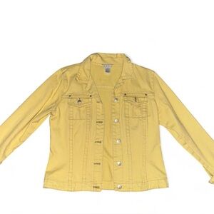 CAbi Sunny Yellow Denim Jacket Size Medium Button Up